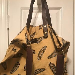 Canvas with leather handles Lucky bag